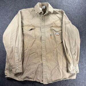 Rascor Work Shirt Men's Tan Long Sleeve Snap Front Western Style Size Large